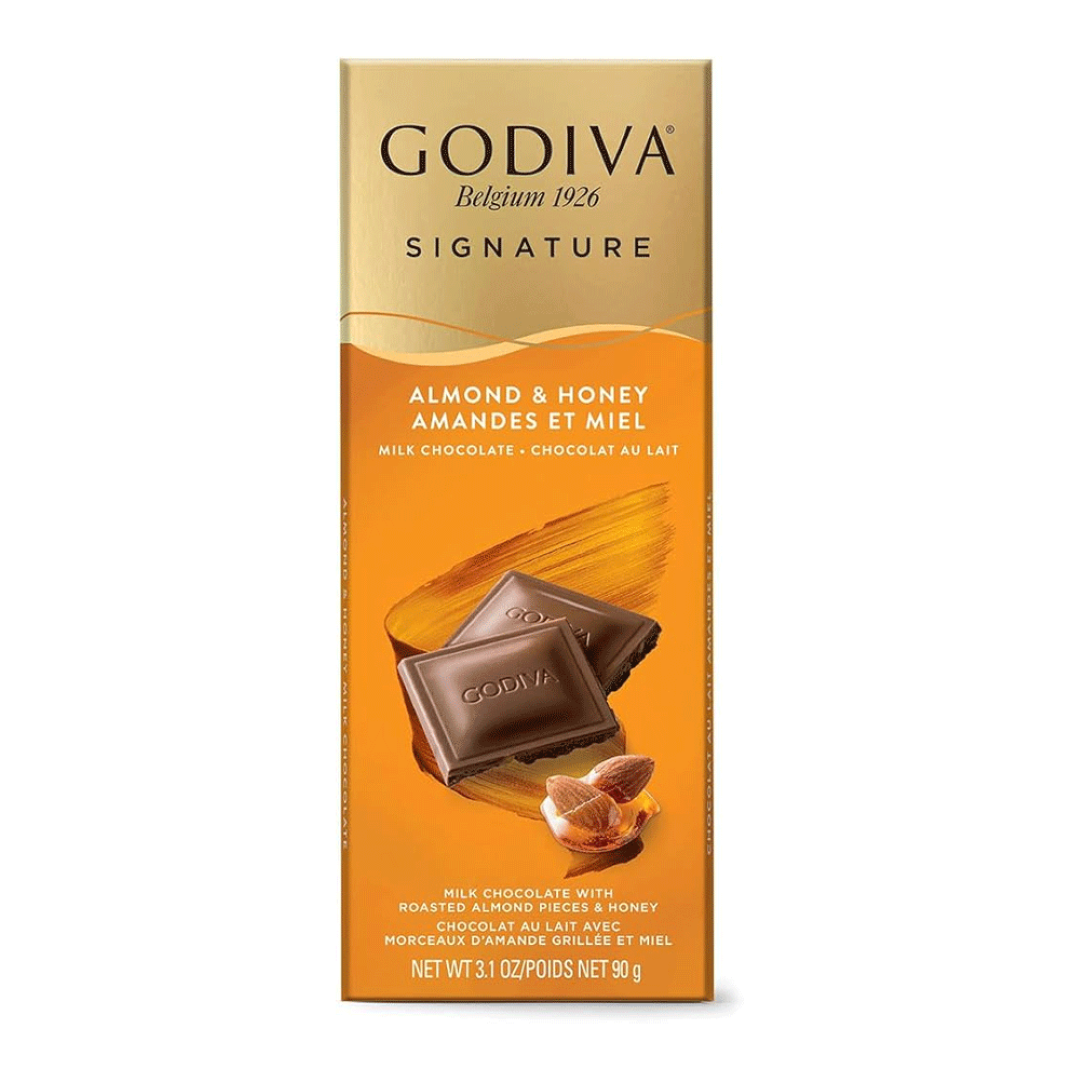 GODIVA ALMOND N HONEY MILK CHOCOLATE 90G